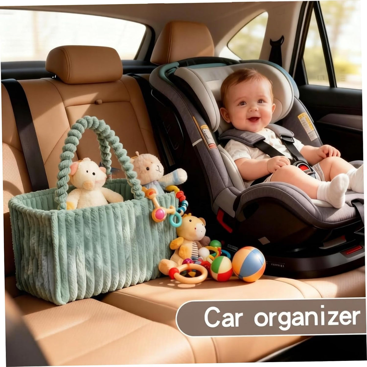 Baby Diaper Caddy Portable Diaper Caddy with Removable Dividers Soft Flannel Storage Bin ideal for Baby Essentials Toys Supplies White