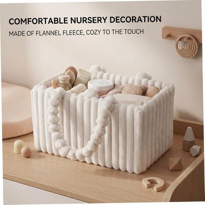 Baby Diaper Caddy Portable Diaper Caddy with Removable Dividers Soft Flannel Storage Bin ideal for Baby Essentials Toys Supplies White