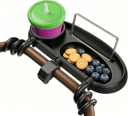 Universal Stroller Snack Tray with Cup Holder and Phone Holder