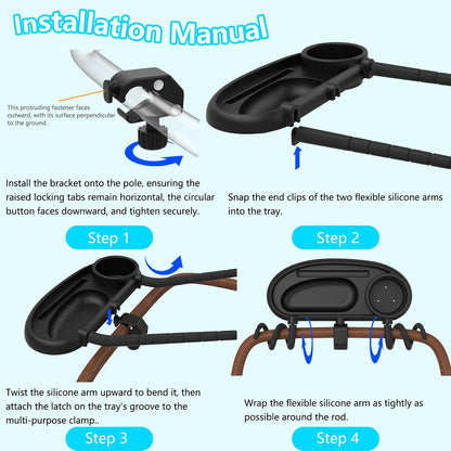 Universal Stroller Snack Tray with Cup Holder and Phone Holder