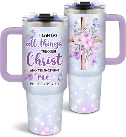 American Flag Cross Eagle Tumbler 40oz, Insulated 4th of July Cup Gift | Patriotic Tumbler Leakproof, Christian Gift for Dad Independence Day, Fathers Day Ideal Gifts for Man Anniversary, 1 Pack