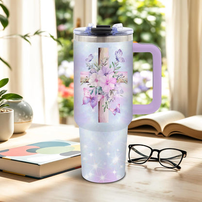 American Flag Cross Eagle Tumbler 40oz, Insulated 4th of July Cup Gift | Patriotic Tumbler Leakproof, Christian Gift for Dad Independence Day, Fathers Day Ideal Gifts for Man Anniversary, 1 Pack