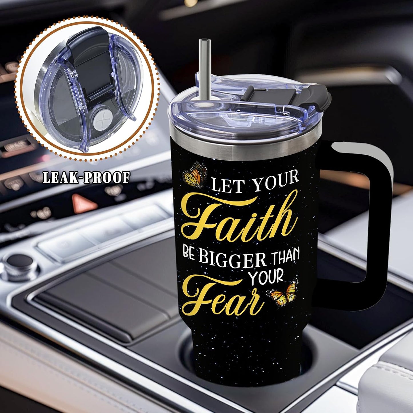 American Flag Cross Eagle Tumbler 40oz, Insulated 4th of July Cup Gift | Patriotic Tumbler Leakproof, Christian Gift for Dad Independence Day, Fathers Day Ideal Gifts for Man Anniversary, 1 Pack