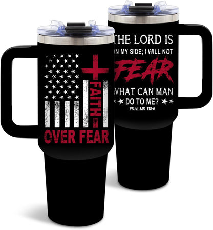 American Flag Cross Eagle Tumbler 40oz, Insulated 4th of July Cup Gift | Patriotic Tumbler Leakproof, Christian Gift for Dad Independence Day, Fathers Day Ideal Gifts for Man Anniversary, 1 Pack