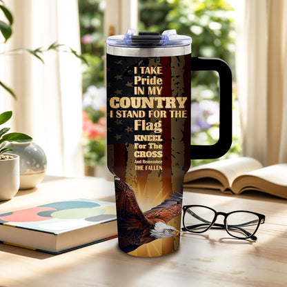 American Flag Cross Eagle Tumbler 40oz, Insulated 4th of July Cup Gift | Patriotic Tumbler Leakproof, Christian Gift for Dad Independence Day, Fathers Day Ideal Gifts for Man Anniversary, 1 Pack