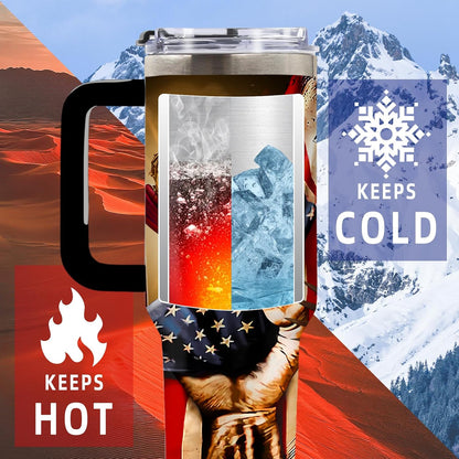 American Flag Cross Eagle Tumbler 40oz, Insulated 4th of July Cup Gift | Patriotic Tumbler Leakproof, Christian Gift for Dad Independence Day, Fathers Day Ideal Gifts for Man Anniversary, 1 Pack