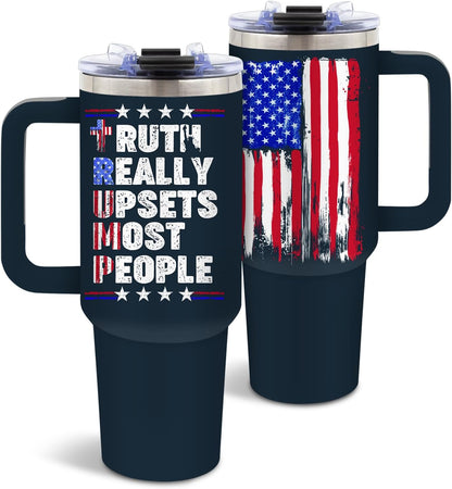 American Flag Cross Eagle Tumbler 40oz, Insulated 4th of July Cup Gift | Patriotic Tumbler Leakproof, Christian Gift for Dad Independence Day, Fathers Day Ideal Gifts for Man Anniversary, 1 Pack