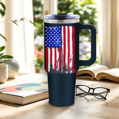 American Flag Cross Eagle Tumbler 40oz, Insulated 4th of July Cup Gift | Patriotic Tumbler Leakproof, Christian Gift for Dad Independence Day, Fathers Day Ideal Gifts for Man Anniversary, 1 Pack