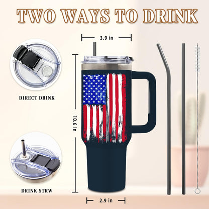 American Flag Cross Eagle Tumbler 40oz, Insulated 4th of July Cup Gift | Patriotic Tumbler Leakproof, Christian Gift for Dad Independence Day, Fathers Day Ideal Gifts for Man Anniversary, 1 Pack
