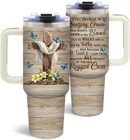 American Flag Cross Eagle Tumbler 40oz, Insulated 4th of July Cup Gift | Patriotic Tumbler Leakproof, Christian Gift for Dad Independence Day, Fathers Day Ideal Gifts for Man Anniversary, 1 Pack
