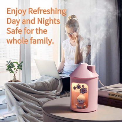 x miffy BTA700M Cool Mist Humidifier for Bedroom,Ultrasonic Quiet Humidifier with Night Light,450 ML Double Spray Humidifiers for Nursery,Office Indoor Plants (Pink), Gift for Father's Day