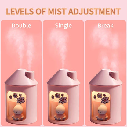 x miffy BTA700M Cool Mist Humidifier for Bedroom,Ultrasonic Quiet Humidifier with Night Light,450 ML Double Spray Humidifiers for Nursery,Office Indoor Plants (Pink), Gift for Father's Day