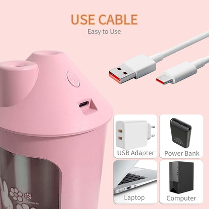 x miffy BTA700M Cool Mist Humidifier for Bedroom,Ultrasonic Quiet Humidifier with Night Light,450 ML Double Spray Humidifiers for Nursery,Office Indoor Plants (Pink), Gift for Father's Day