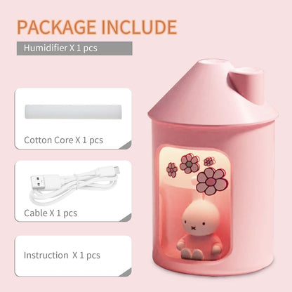 x miffy BTA700M Cool Mist Humidifier for Bedroom,Ultrasonic Quiet Humidifier with Night Light,450 ML Double Spray Humidifiers for Nursery,Office Indoor Plants (Pink), Gift for Father's Day