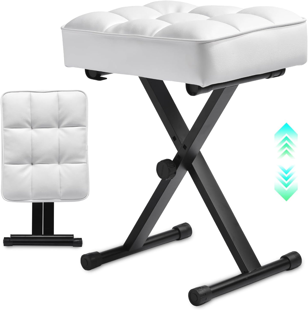 Keyboard Bench Adjustable Piano Stool with Thick Soft Cushion, Black