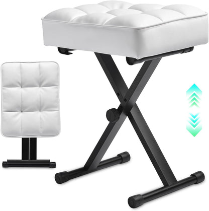 Keyboard Bench Adjustable Piano Stool with Thick Soft Cushion, Black
