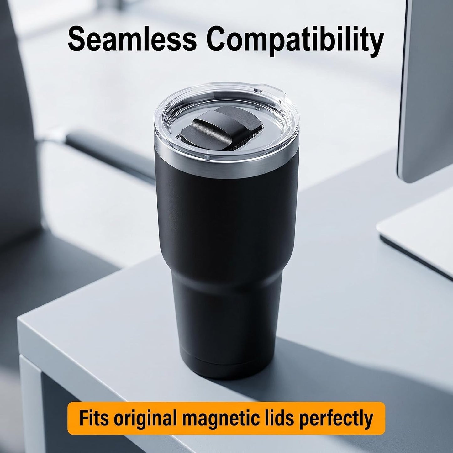 4 Pcs Magnetic Cup Lid Replacement Slides Matte Black Non-Slip Replacement Parts for Magnetic Tumbler Lids