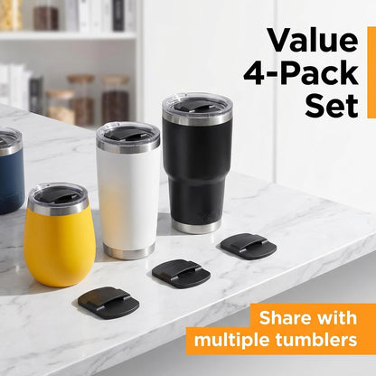 4 Pcs Magnetic Cup Lid Replacement Slides Matte Black Non-Slip Replacement Parts for Magnetic Tumbler Lids