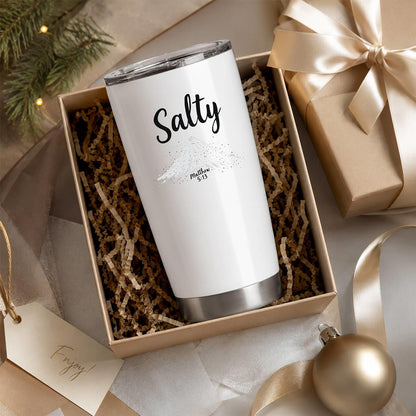 Salty Matthew 5:13 White 20oz Tumbler | Scripture-Inspired Design Connecting Faith and Character Through a Clean Minimalist Visual Concept