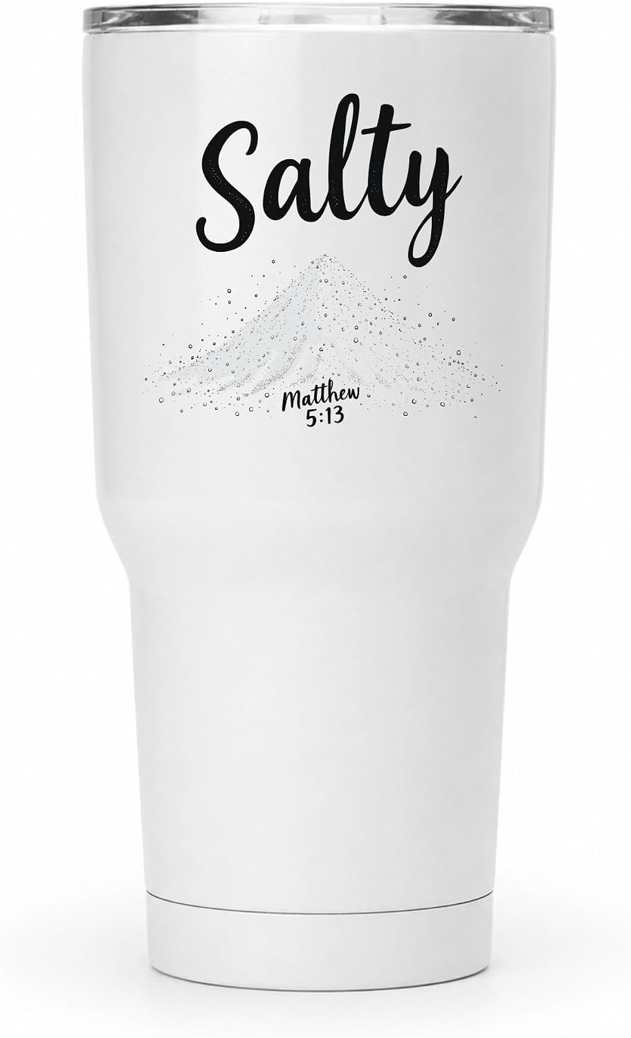 Salty Matthew 5:13 White 20oz Tumbler | Scripture-Inspired Design Connecting Faith and Character Through a Clean Minimalist Visual Concept