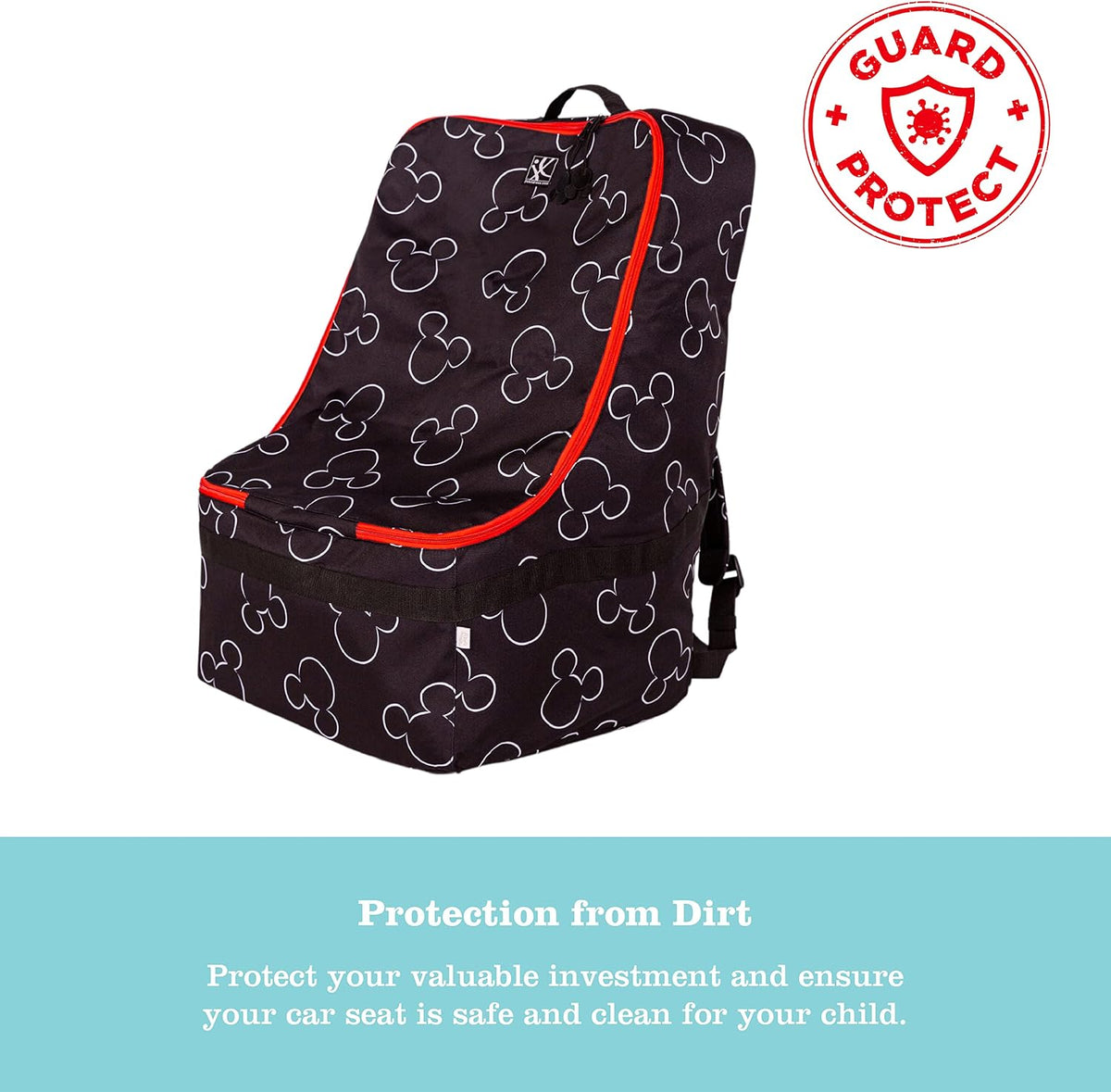 J.L. Childress Disney Baby Padded Backpack Car Seat Bag - Mickey Mouse
