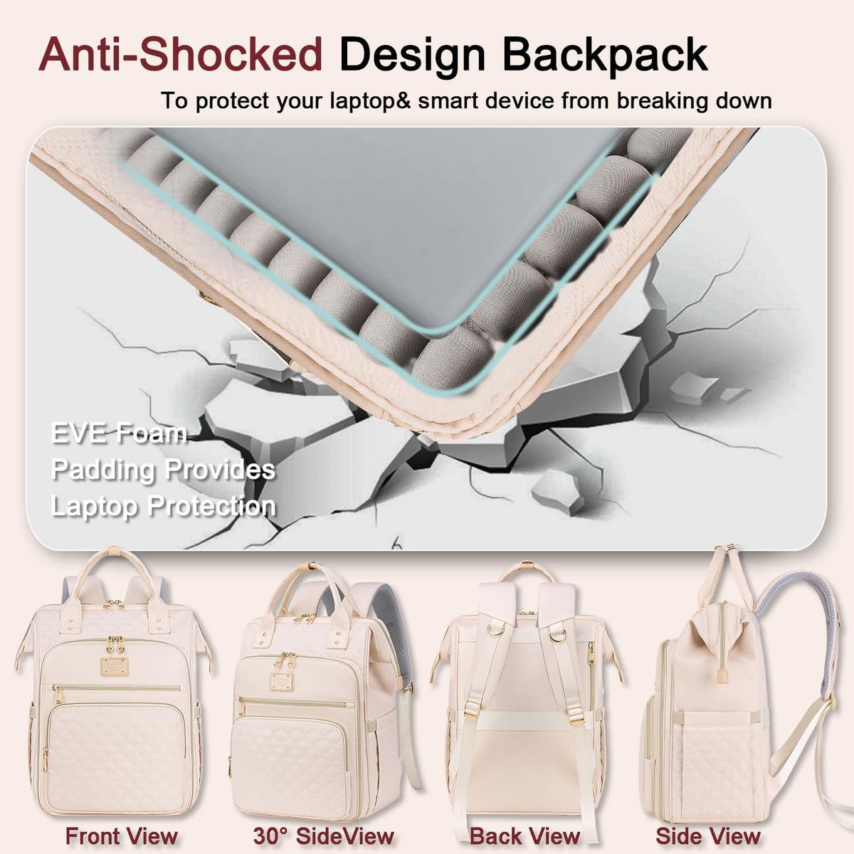 Lunch Backpack for Women,15.6 Inch Laptop Backpacks with Lunch Box