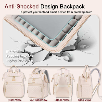 Lunch Backpack for Women,15.6 Inch Laptop Backpacks with Lunch Box