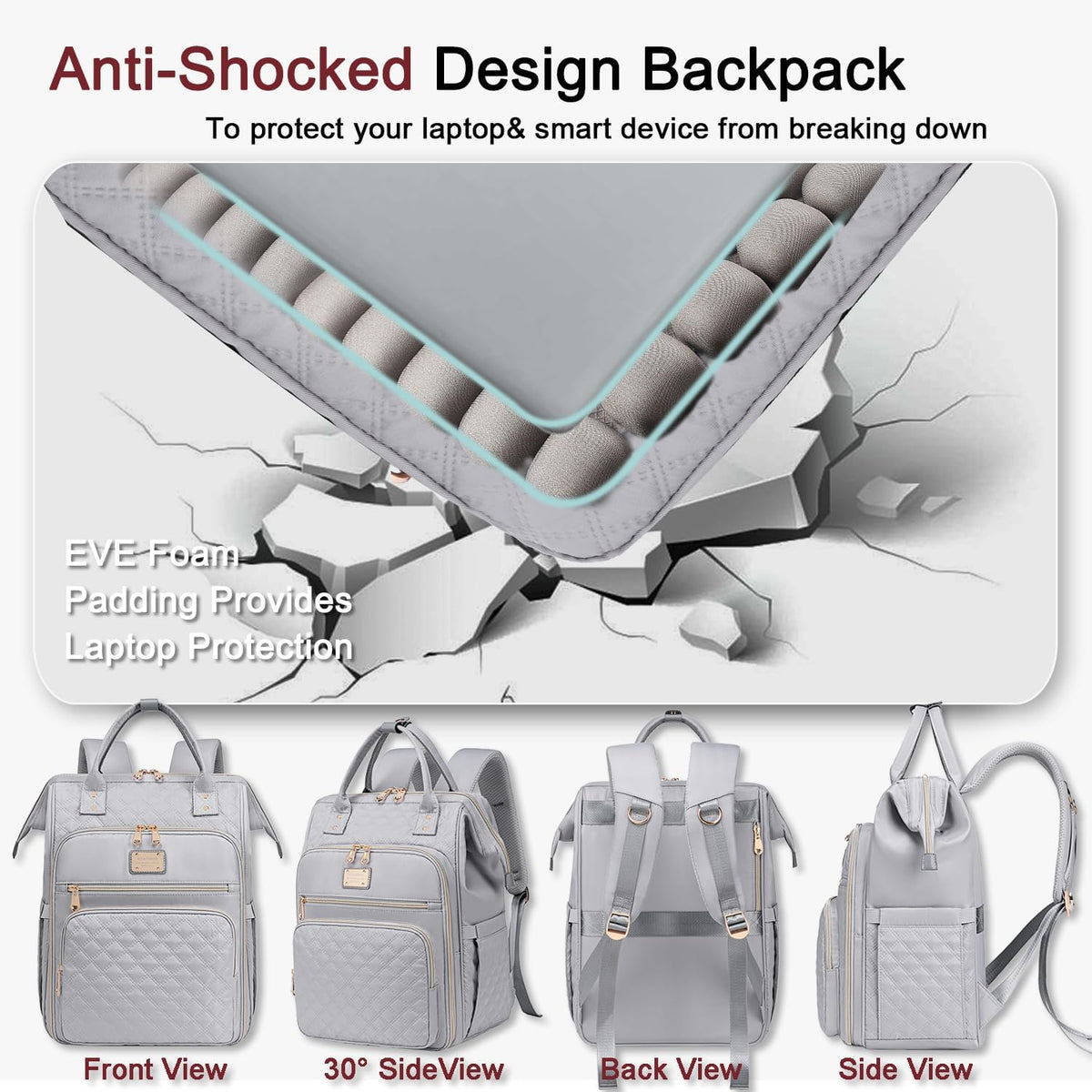 Lunch Backpack for Women,15.6 Inch Laptop Backpacks with Lunch Box