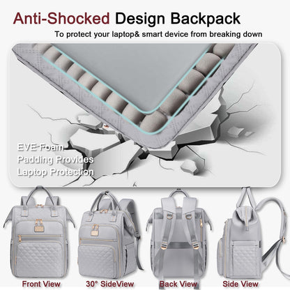 Lunch Backpack for Women,15.6 Inch Laptop Backpacks with Lunch Box