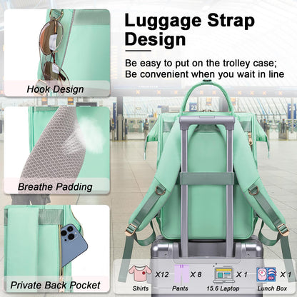 Lunch Backpack for Women,15.6 Inch Laptop Backpacks with Lunch Box