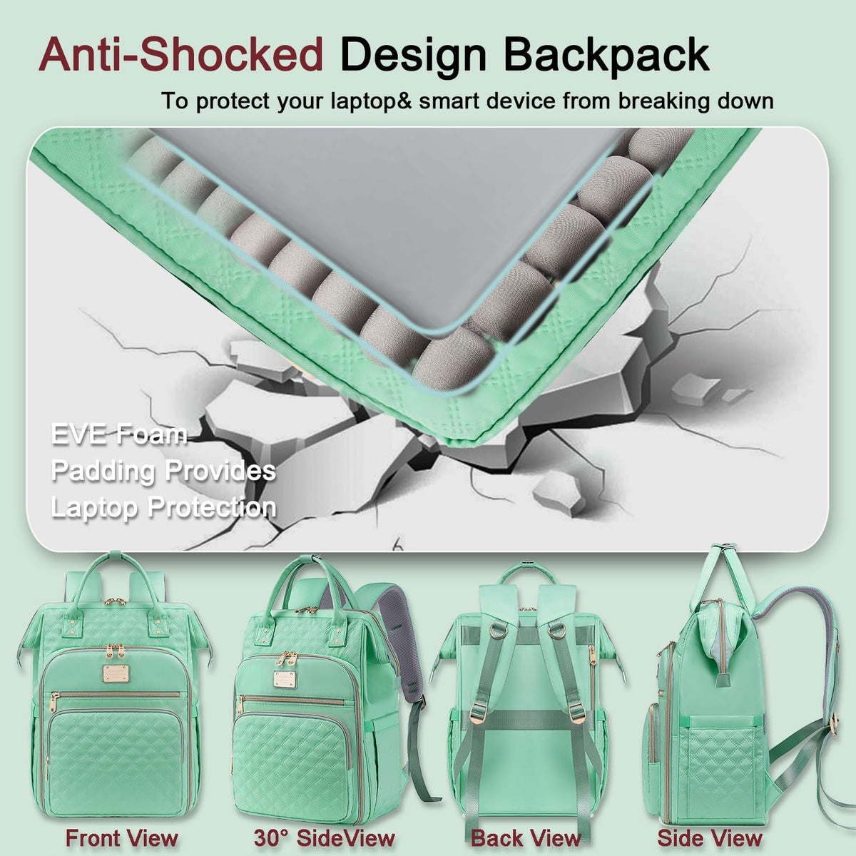 Lunch Backpack for Women,15.6 Inch Laptop Backpacks with Lunch Box