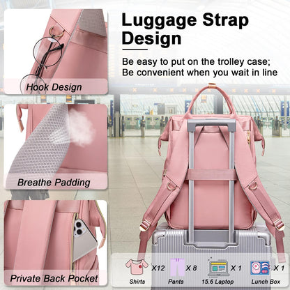 Lunch Backpack for Women,15.6 Inch Laptop Backpacks with Lunch Box