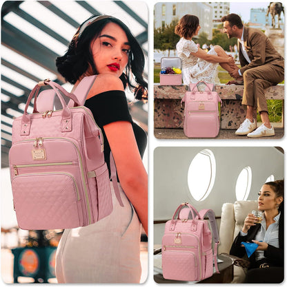 Lunch Backpack for Women,15.6 Inch Laptop Backpacks with Lunch Box