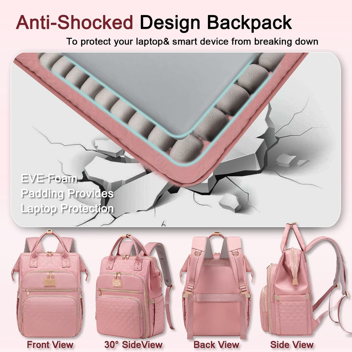 Lunch Backpack for Women,15.6 Inch Laptop Backpacks with Lunch Box
