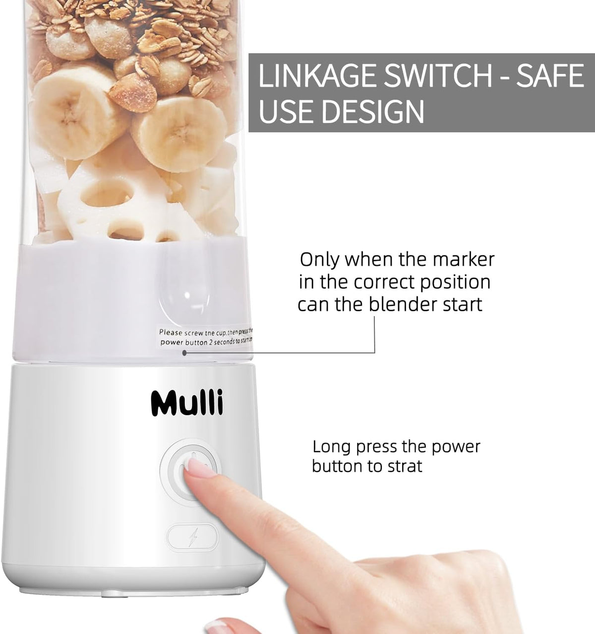 Mulli Portable Blender,14oz USB-C Rechargeable Mixer,BPA-Free