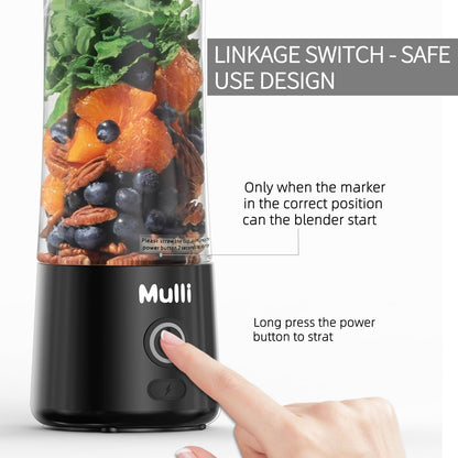 Mulli Portable Blender,14oz USB-C Rechargeable Mixer,BPA-Free