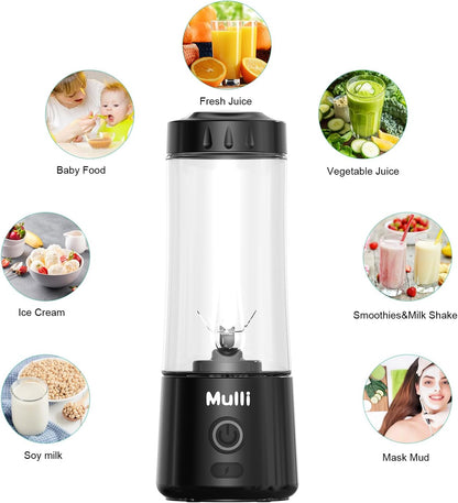 Mulli Portable Blender,14oz USB-C Rechargeable Mixer,BPA-Free