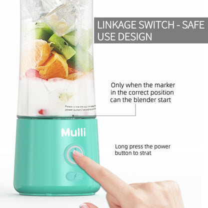 Mulli Portable Blender,14oz USB-C Rechargeable Mixer,BPA-Free
