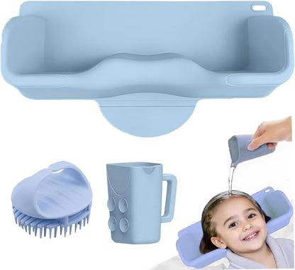 Portable Hair Washing Station,Ergonomic Neck Support,Soft Silicone(Bule)