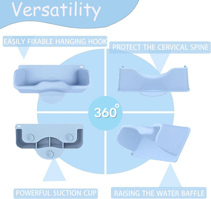 Portable Hair Washing Station,Ergonomic Neck Support,Soft Silicone(Bule)
