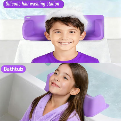 Portable Hair Washing Station,Ergonomic Neck Support,Soft Silicone(Bule)