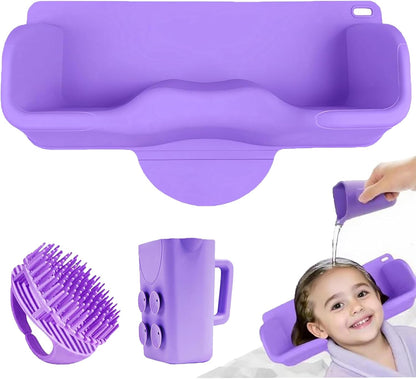 Portable Hair Washing Station,Ergonomic Neck Support,Soft Silicone(Bule)