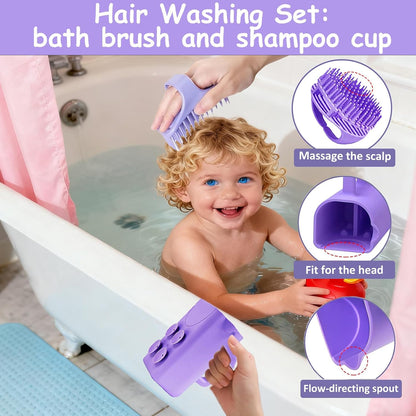 Portable Hair Washing Station,Ergonomic Neck Support,Soft Silicone(Bule)