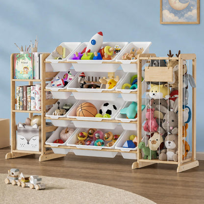 Toy Storage Organizer and Stuffed Animal Storage, Playroom Toy Organizer with 12 Toy Bins for Bricks, Toy Holder for Toddler Rooms, Playrooms, Bedrooms