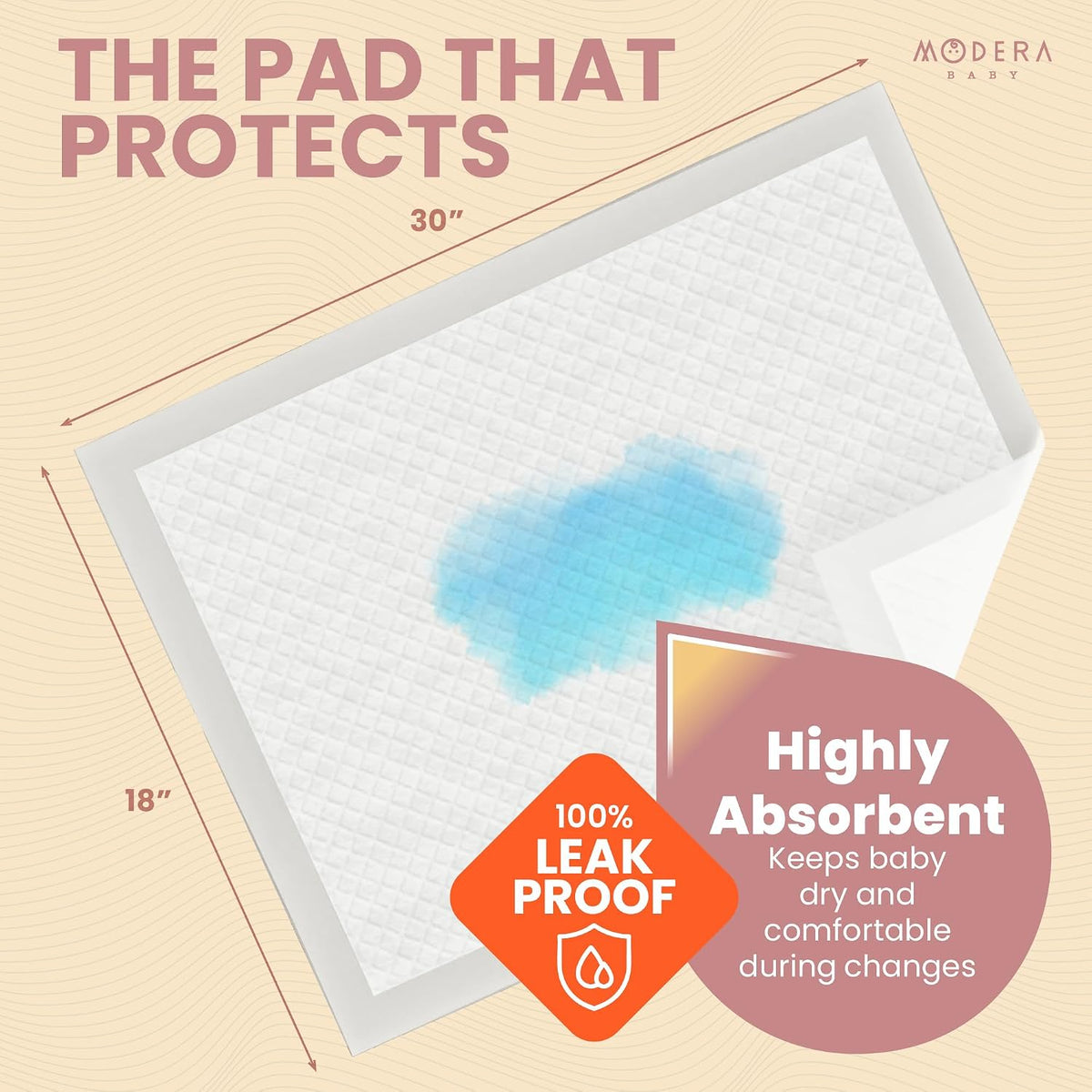 Organic Cotton Enhanced Disposable Changing Pad Liners | Large 18x24 Hypoallergenic Ultra Absorbent Waterproof Super Soft Quilted Underpads for Baby Diaper Table/Travel, Leak Proof, Mess Free 50-Pack