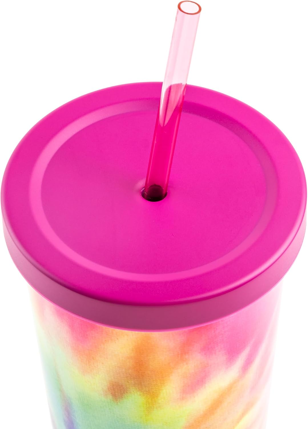 Chilly Double-wall Vacuum Insulated Stainless Steel Tumbler with Splash-proof Lid and Reusable Tritan Straw - 24 Oz - Bright Swirl