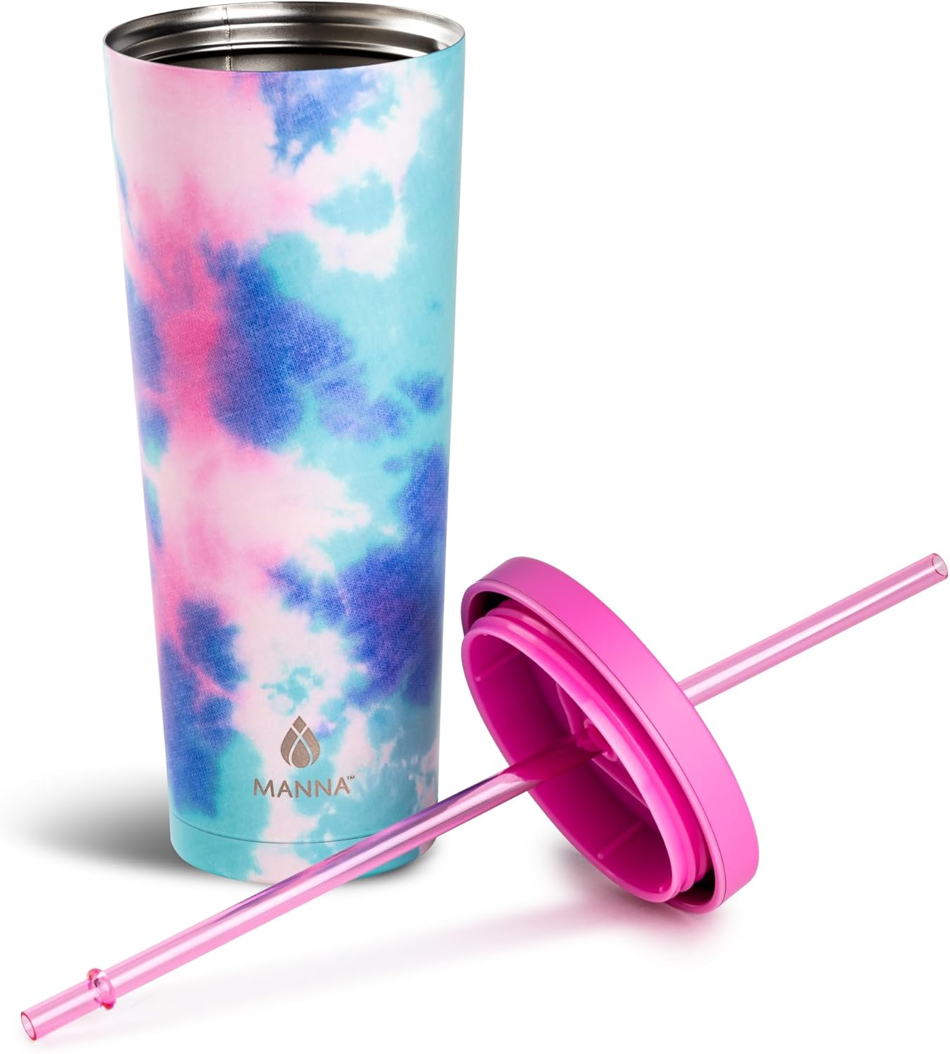 Chilly Double-wall Vacuum Insulated Stainless Steel Tumbler with Splash-proof Lid and Reusable Tritan Straw - 24 Oz - Bright Swirl