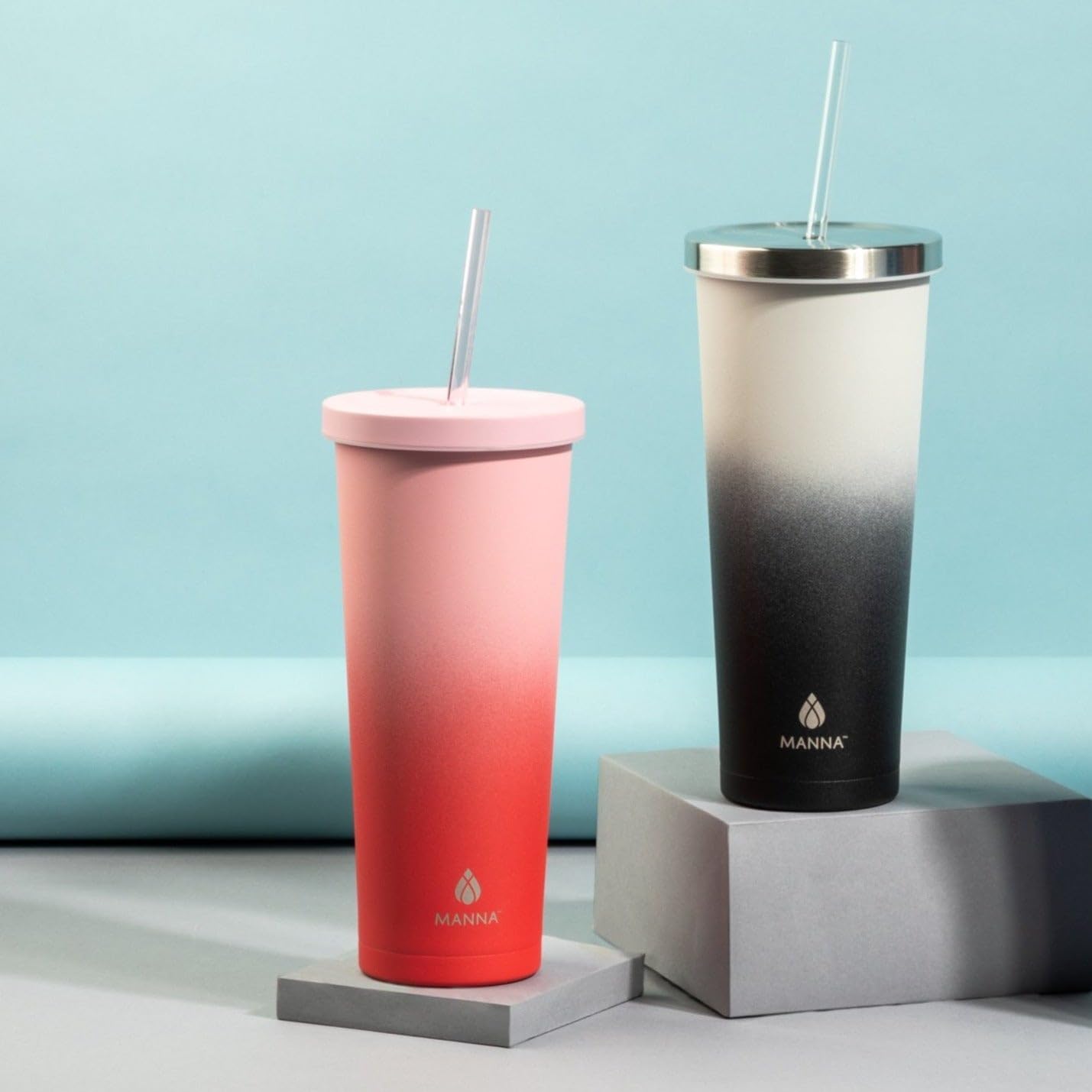 Chilly Double-wall Vacuum Insulated Stainless Steel Tumbler with Splash-proof Lid and Reusable Tritan Straw - 24 Oz - Bright Swirl