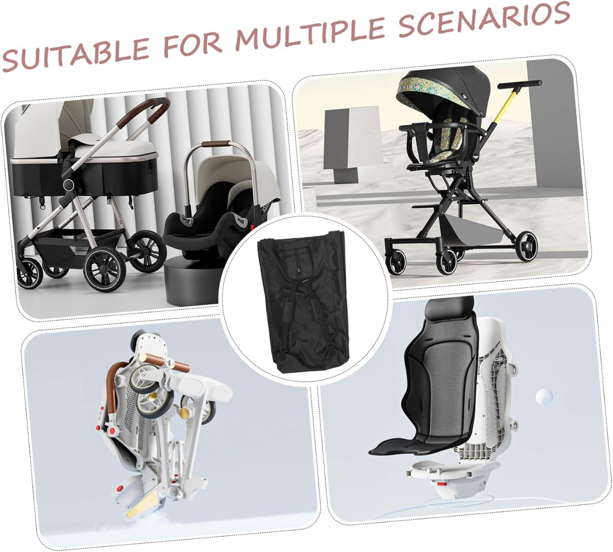 Travel Stroller Bag Lightweight Gate Check Stroller Cover for Airplane Train Capacity Organizer with Multiple Compartments Splashproof