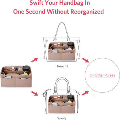 Felt Purse Organizer, Multi Pocket Bag in Bag Organizer For Tote & Handbag Shaper, Speedy 30, Speedy 35 and Speedy 40